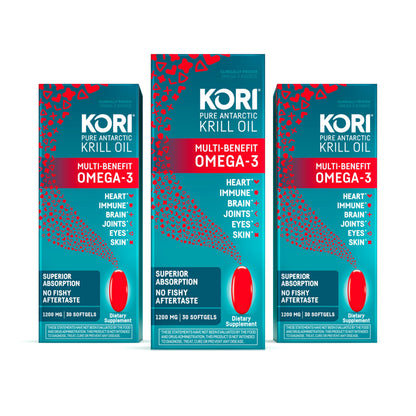 Kori Krill Oil Omega-3 | Antarctic Krill Oil with Superior Absorption | Pack of 3