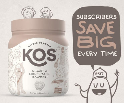 KOS Organic Lion's Mane Powder - Vegan Nootropic, USDA Certified, 104 Servings