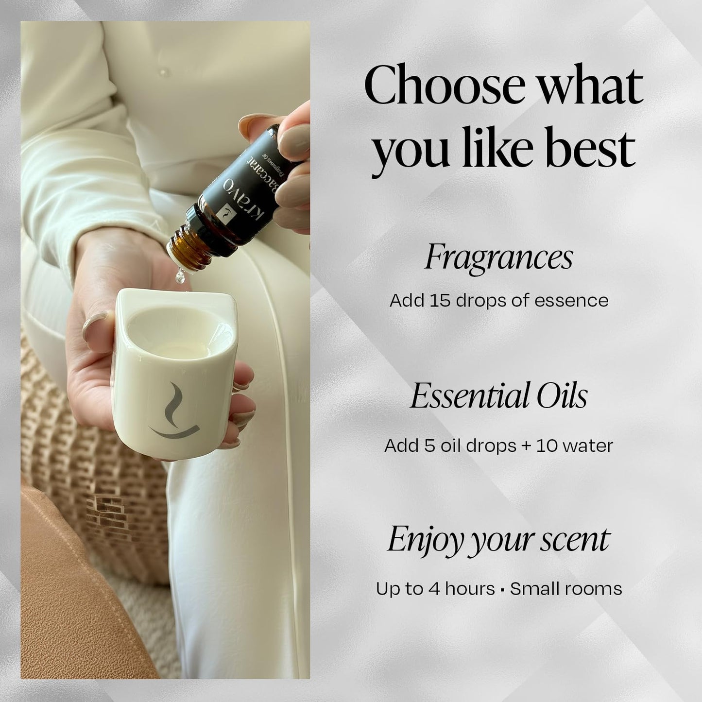 Kravo Porcelain Essential Oil Diffuser – Original White | Plug-in Aromatherapy Diffuser