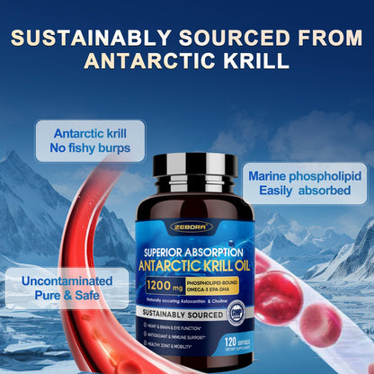 Krill Oil 1200 mg Omega-3 | High-Absorption EPA/DHA + Astaxanthin (60 Servings)