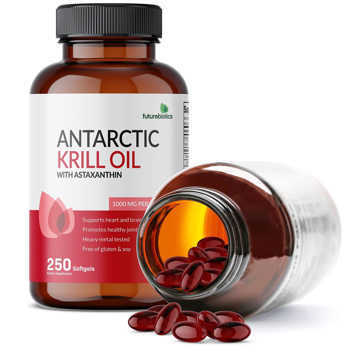 Futurebiotics Antarctic Krill Oil 1000mg – Omega-3 EPA/DHA, Astaxanthin, 250 Softgels