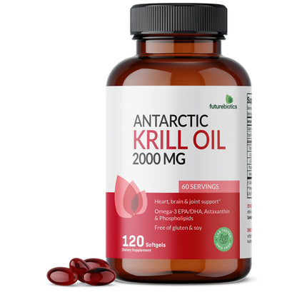Futurebiotics Antarctic Krill Oil 2000mg with Astaxanthin – 120 Softgels | Lab-Tested, Non-GMO