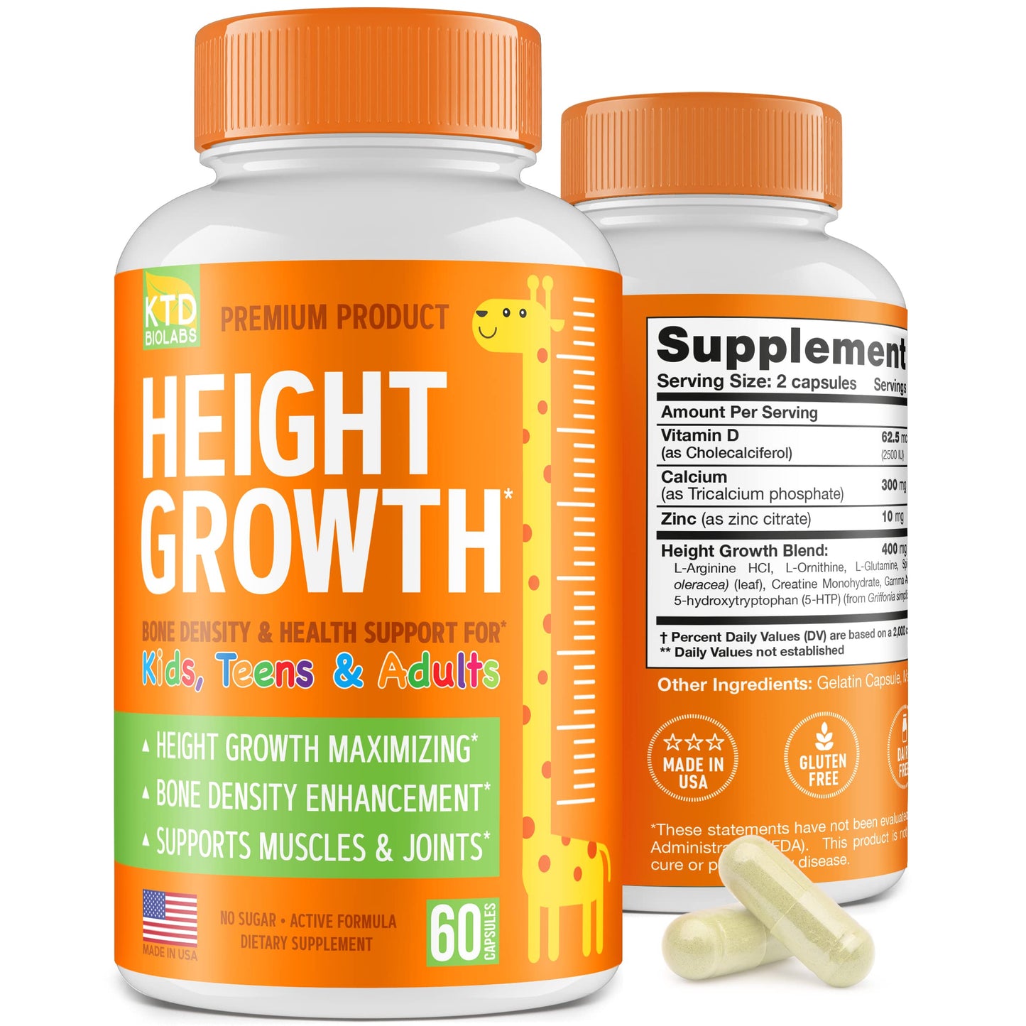 KTD BIOLABS Height Growth Maximizer – Made in USA | Natural Height Pills