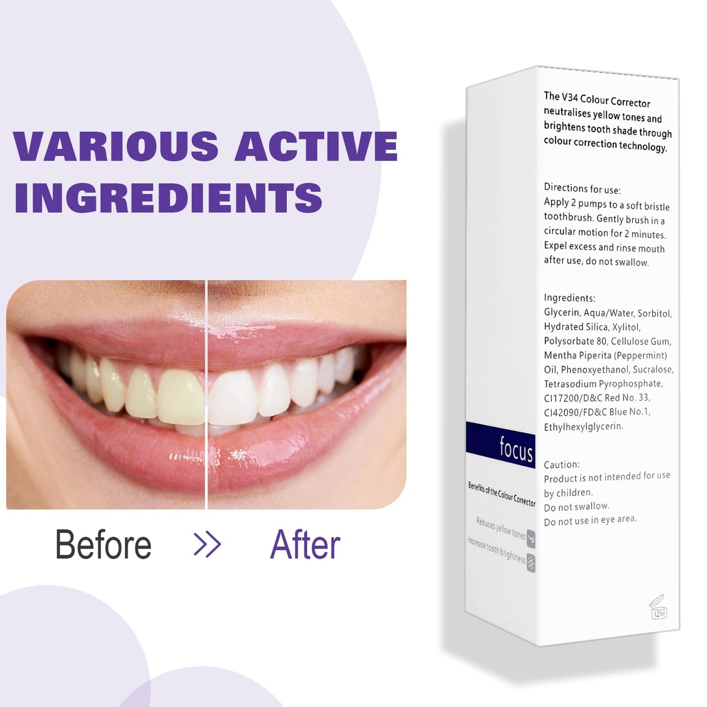 Ktintar Purple Toothpaste for Teeth Whitening – Colour Corrector, Stain Removal, 1 Fl Oz