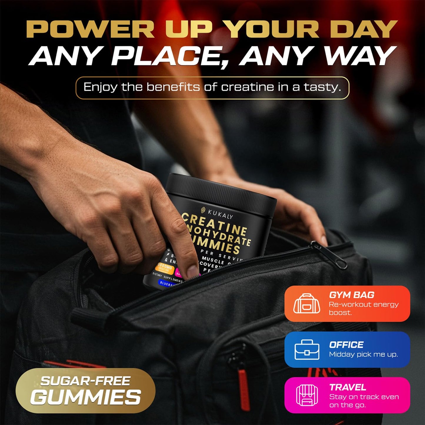 Kukaly Creatine Monohydrate Gummies – 9000mg, Sugar Free, 120ct, Mixed Flavors