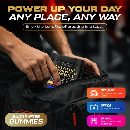 Kukaly Creatine Monohydrate Gummies – 9000mg, Sugar Free, 120ct, Mixed Flavors