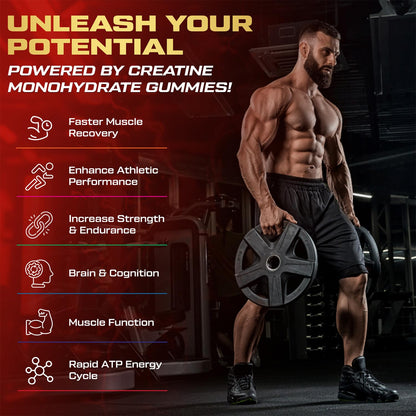 Kukaly Creatine Monohydrate Gummies – 9000mg, Sugar Free, 120ct, Mixed Flavors