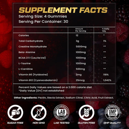 Kukaly Creatine Monohydrate Gummies – 9000mg, Sugar Free, 120ct, Mixed Flavors