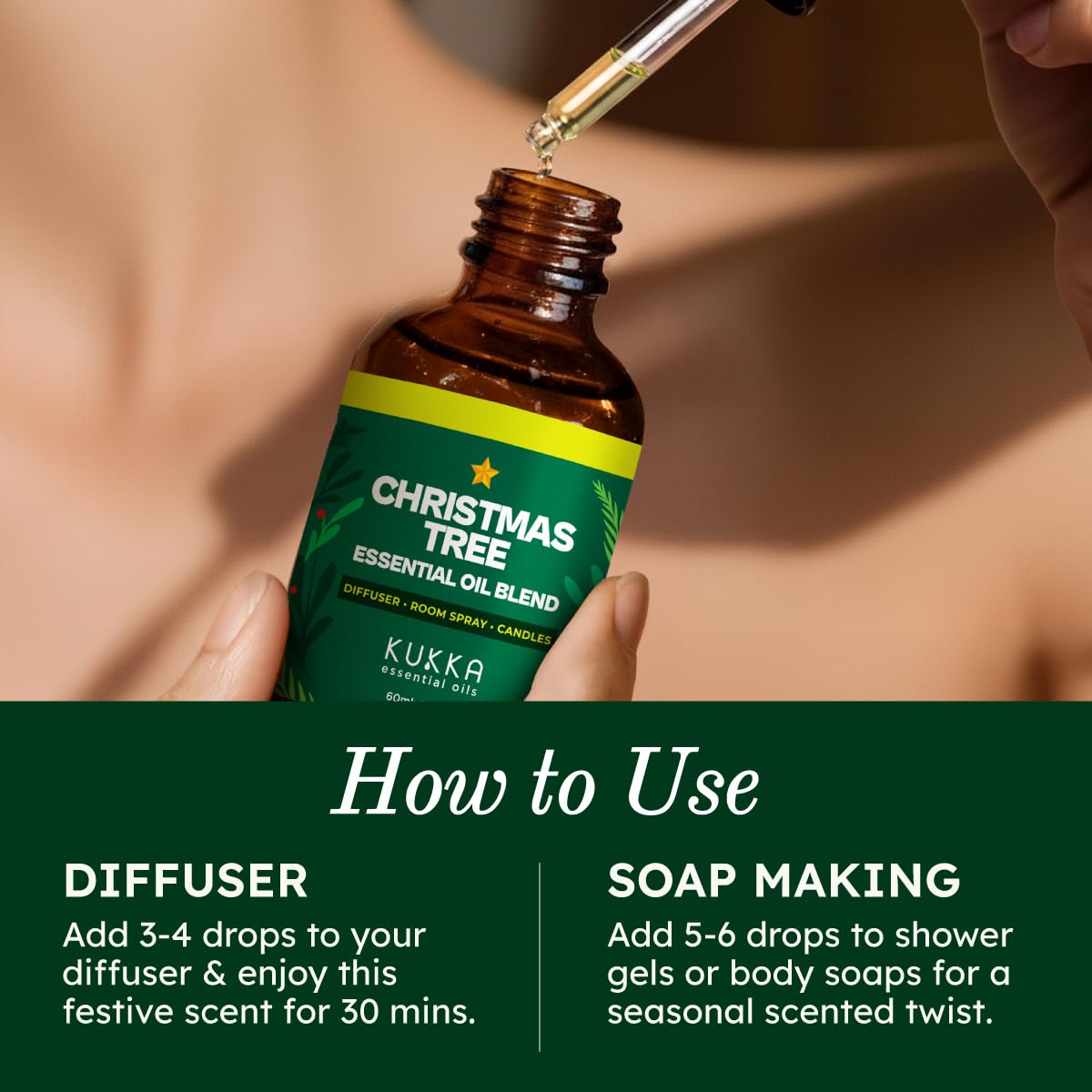 Kukka Christmas Tree Essential Oil Blend - 2 oz | Spearmint, Cedarwood, Pine Needle