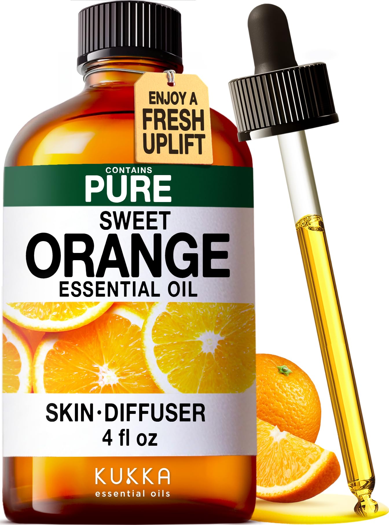 KUKKA Orange Essential Oils - 4 Fl Oz for Hair, Skin, Diffuser & Soap Making