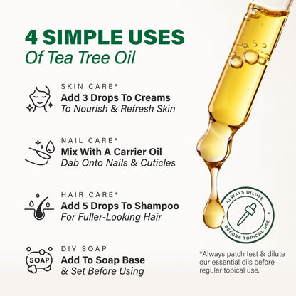 KUKKA Tea Tree Essential Oil 4 oz - Hair, Skin, Nails, Diffuser & Soap Making