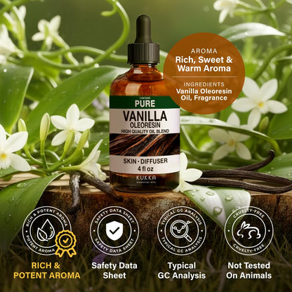 KUKKA Vanilla Essential Oil - 4 oz | Diffuser, Skin, Hair, DIY Soap