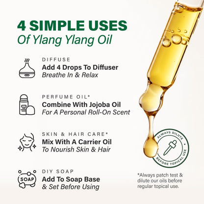 KUKKA Ylang-Ylang Essential Oils – 4 Fl Oz | Hair, Skin, Diffuser, Aromatherapy & DIY Soap Making