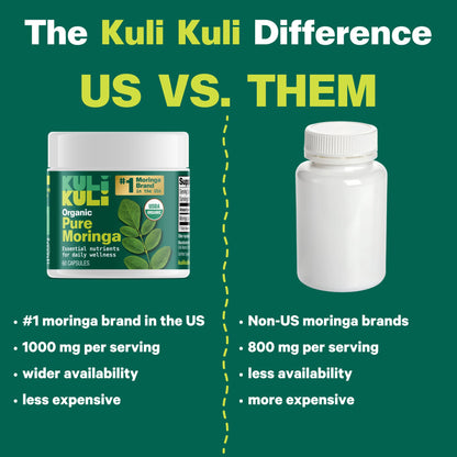 Kuli Kuli Organic Moringa Capsules [60 Count] - Premium Moringa Leaf Powder Capsules