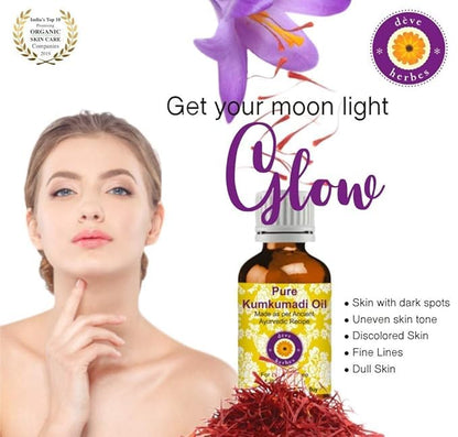 Deve Herbes Kumkumadi Face Oil with Glass Dropper – Saffron-Enriched Ayurvedic Oil 30ml