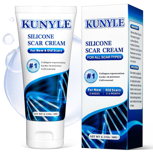 Kunyle Scar Cream | Silicone Scar Gel for Surgical Scars, Keloids & Stretch Marks | 60g