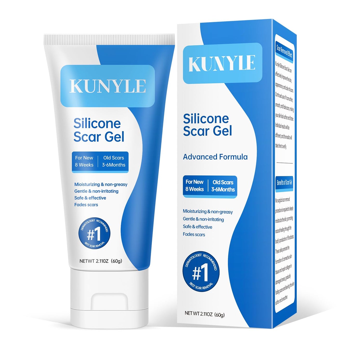 Kunyle Silicone Scar Gel – Advanced Scar Cream for Surgical Scars, Stretch Marks & Keloids (60g)