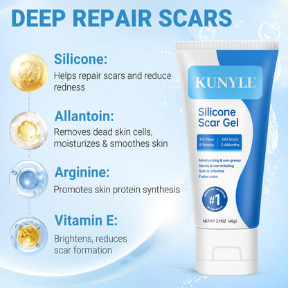 Kunyle Silicone Scar Gel – Advanced Scar Cream for Surgical Scars, Stretch Marks & Keloids (60g)