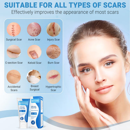Kunyle Silicone Scar Gel – Advanced Scar Cream for Surgical Scars, Stretch Marks & Keloids (60g)