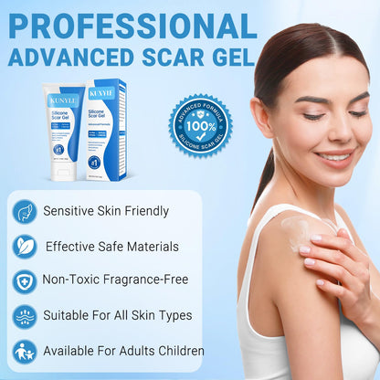Kunyle Silicone Scar Gel – Advanced Scar Cream for Surgical Scars, Stretch Marks & Keloids (60g)