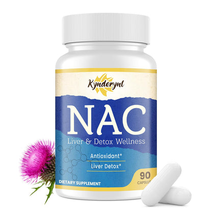 Kynderynl NAC Supplement 1000mg - High Dose NAC + Milk Thistle, Quercetin, Resveratrol, Glutathione - 90 Vegan Capsules