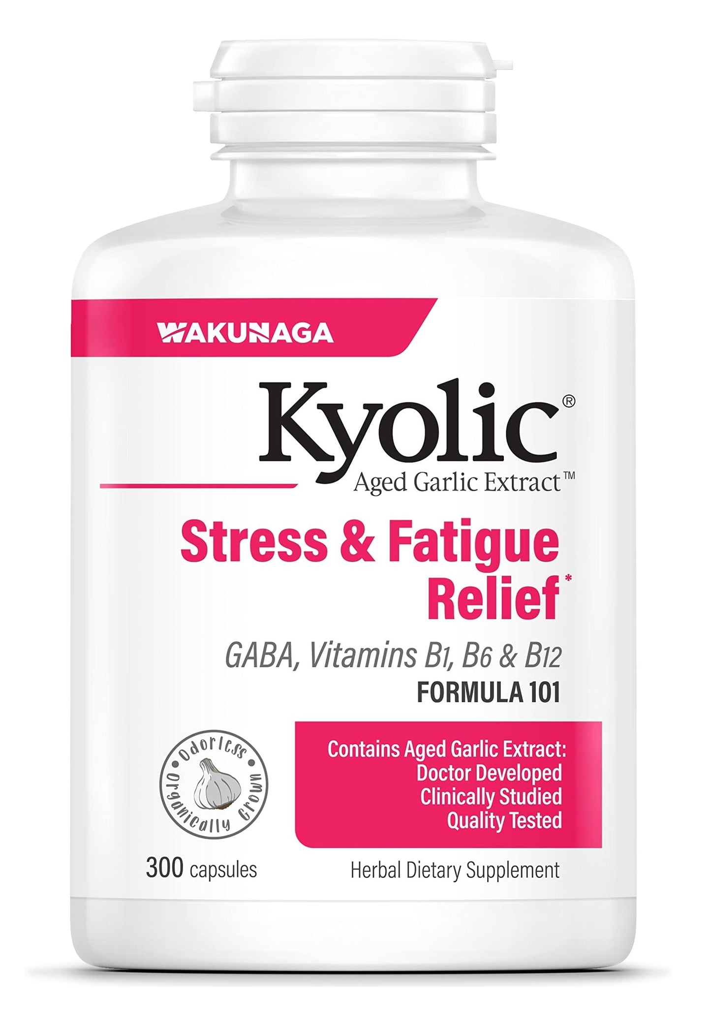 Kyolic Aged Garlic Extract Formula 101 – Stress & Fatigue Relief, 300 Capsules
