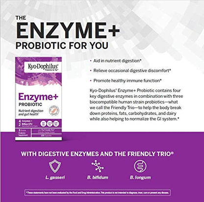Kyolic Kyo-Dophilus Enzymes Probiotic, Nutrient Digestion and Gut Health