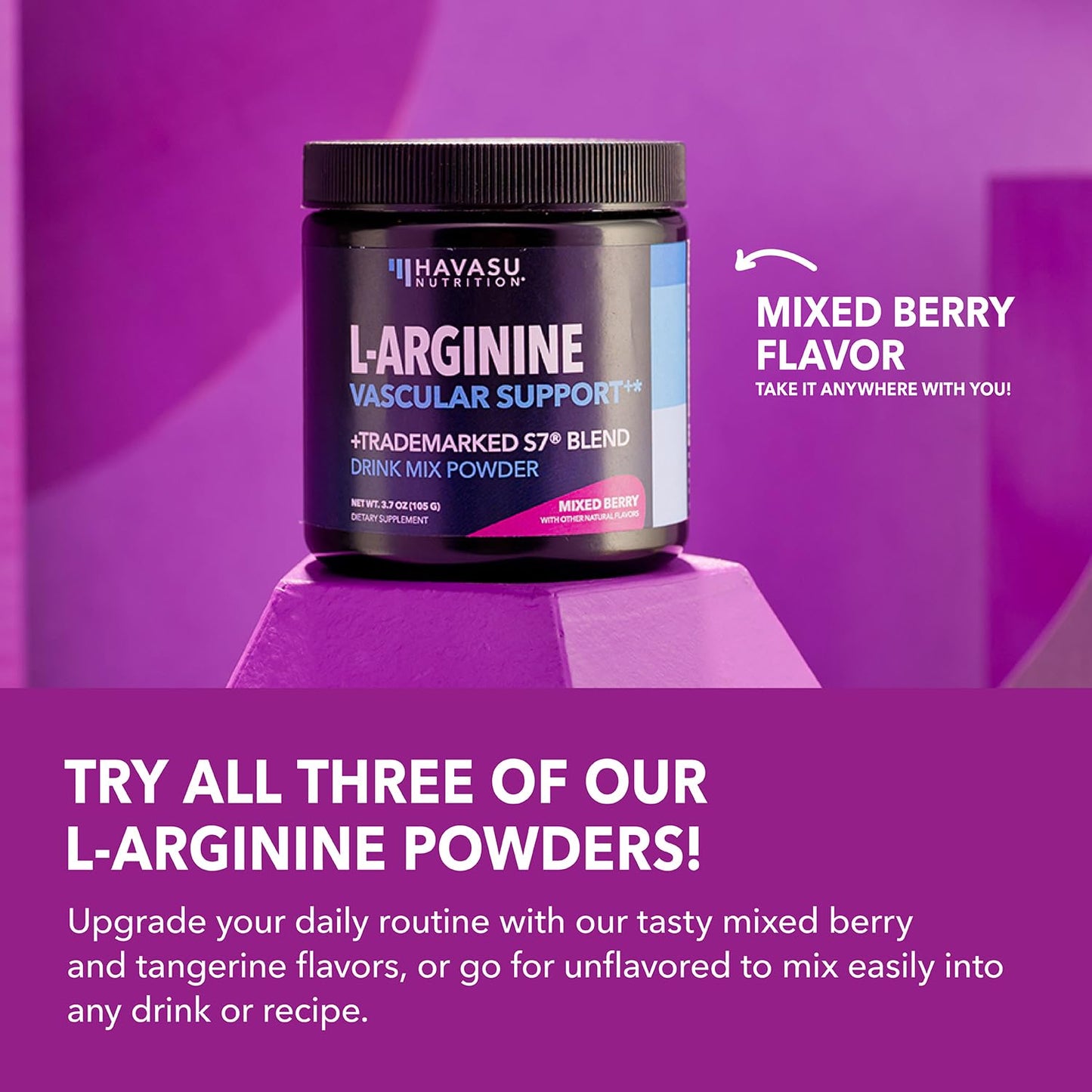 L-Arginine Powder with L-Citrulline & Beet Root - Pre/Post Workout Support, Mixed Berry, 30 Scoops