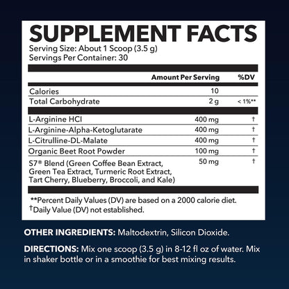 L-Arginine Powder | Nitric Oxide Booster with L-Citrulline & Beet Root – 30 Scoops, Unflavored