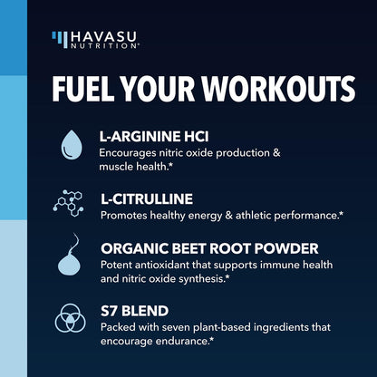 L-Arginine Powder | Nitric Oxide Booster with L-Citrulline & Beet Root – 30 Scoops, Unflavored