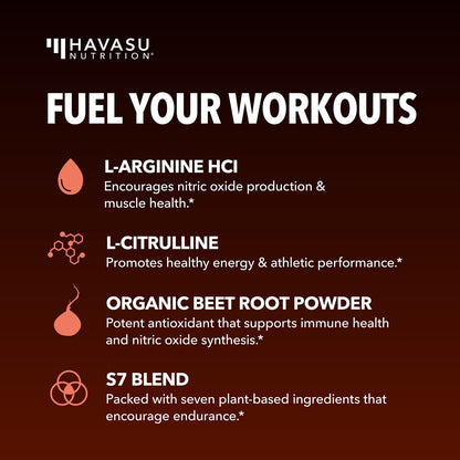 L-Arginine Powder – Tangerine Flavor with L-Citrulline & Beet Root | 30 Scoops