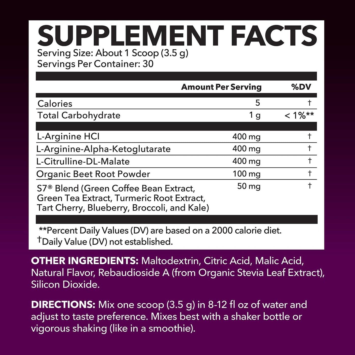 L-Arginine Powder with L-Citrulline & Beet Root - Pre/Post Workout Support, Mixed Berry, 30 Scoops