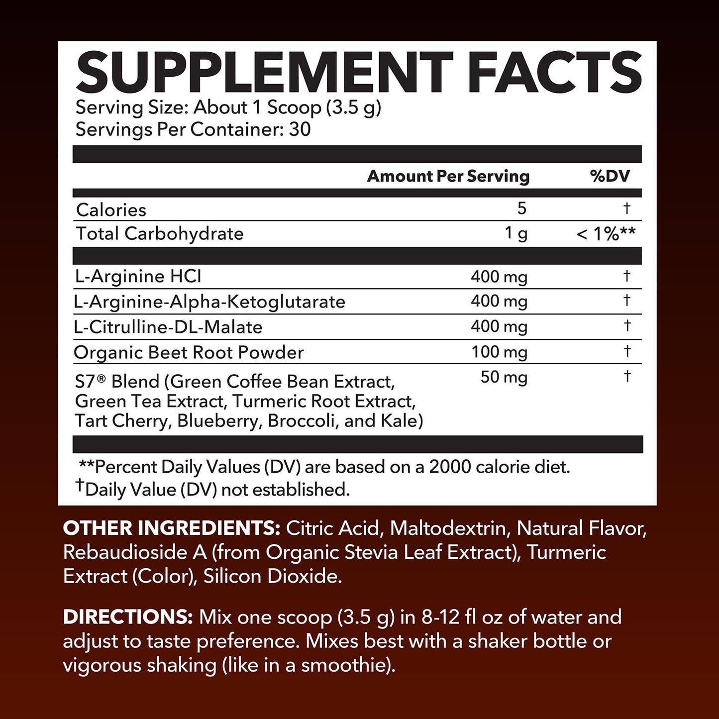 L-Arginine Powder – Tangerine Flavor with L-Citrulline & Beet Root | 30 Scoops