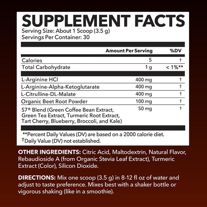 L-Arginine Powder – Tangerine Flavor with L-Citrulline & Beet Root | 30 Scoops