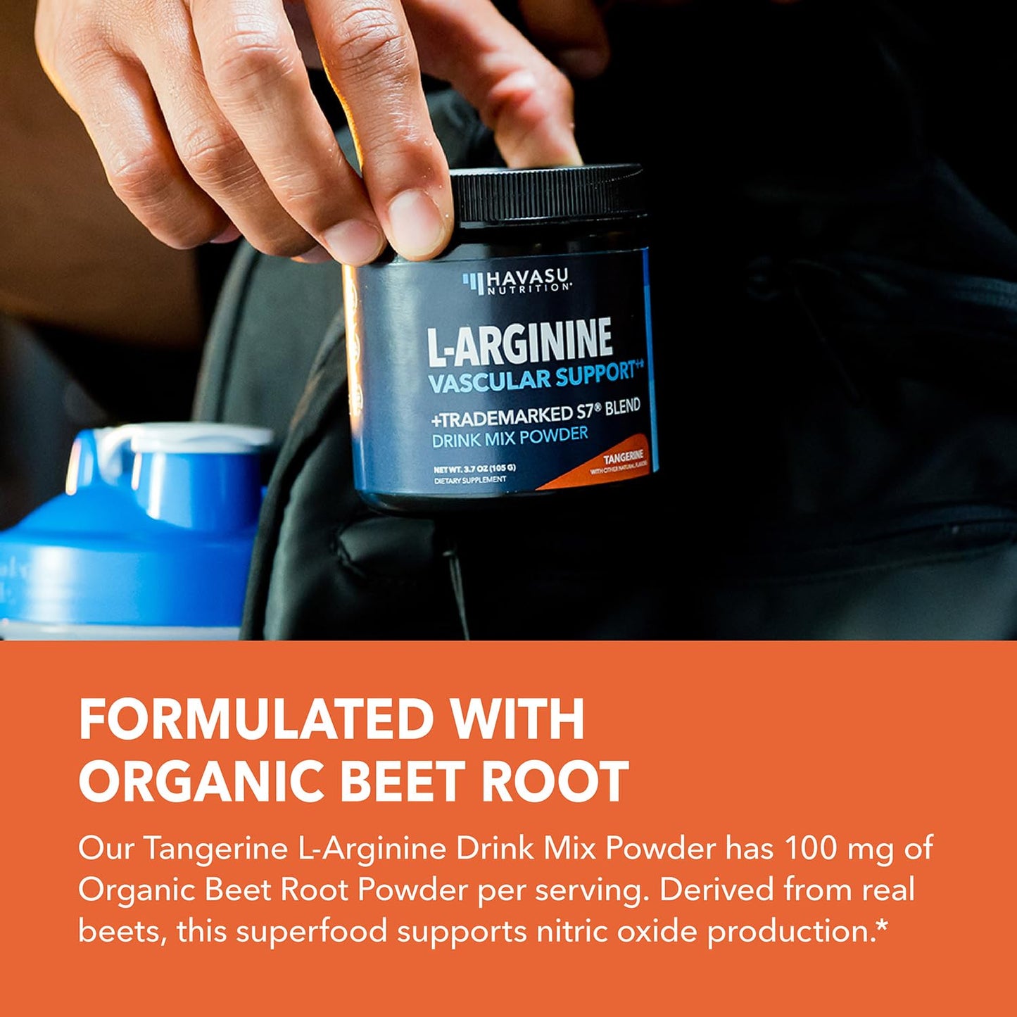 L-Arginine Powder – Tangerine Flavor with L-Citrulline & Beet Root | 30 Scoops