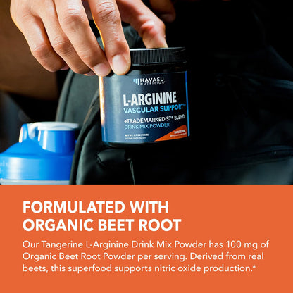 L-Arginine Powder – Tangerine Flavor with L-Citrulline & Beet Root | 30 Scoops