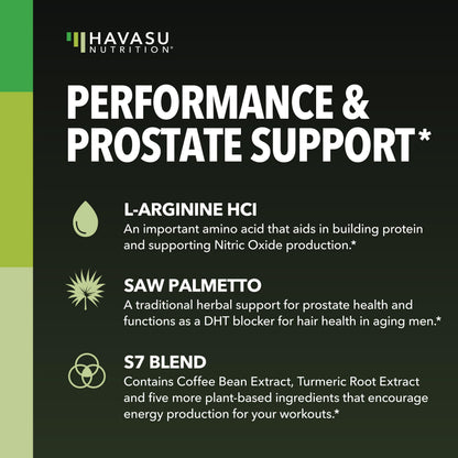L-Arginine 500mg & Saw Palmetto 500mg - Prostate Health & Nitric Oxide Support (60 Count)
