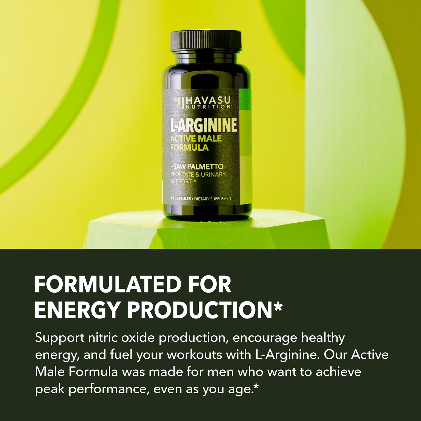 L-Arginine 500mg & Saw Palmetto 500mg - Prostate Health & Nitric Oxide Support (60 Count)