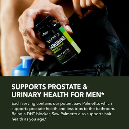 L-Arginine 500mg & Saw Palmetto 500mg - Prostate Health & Nitric Oxide Support (60 Count)