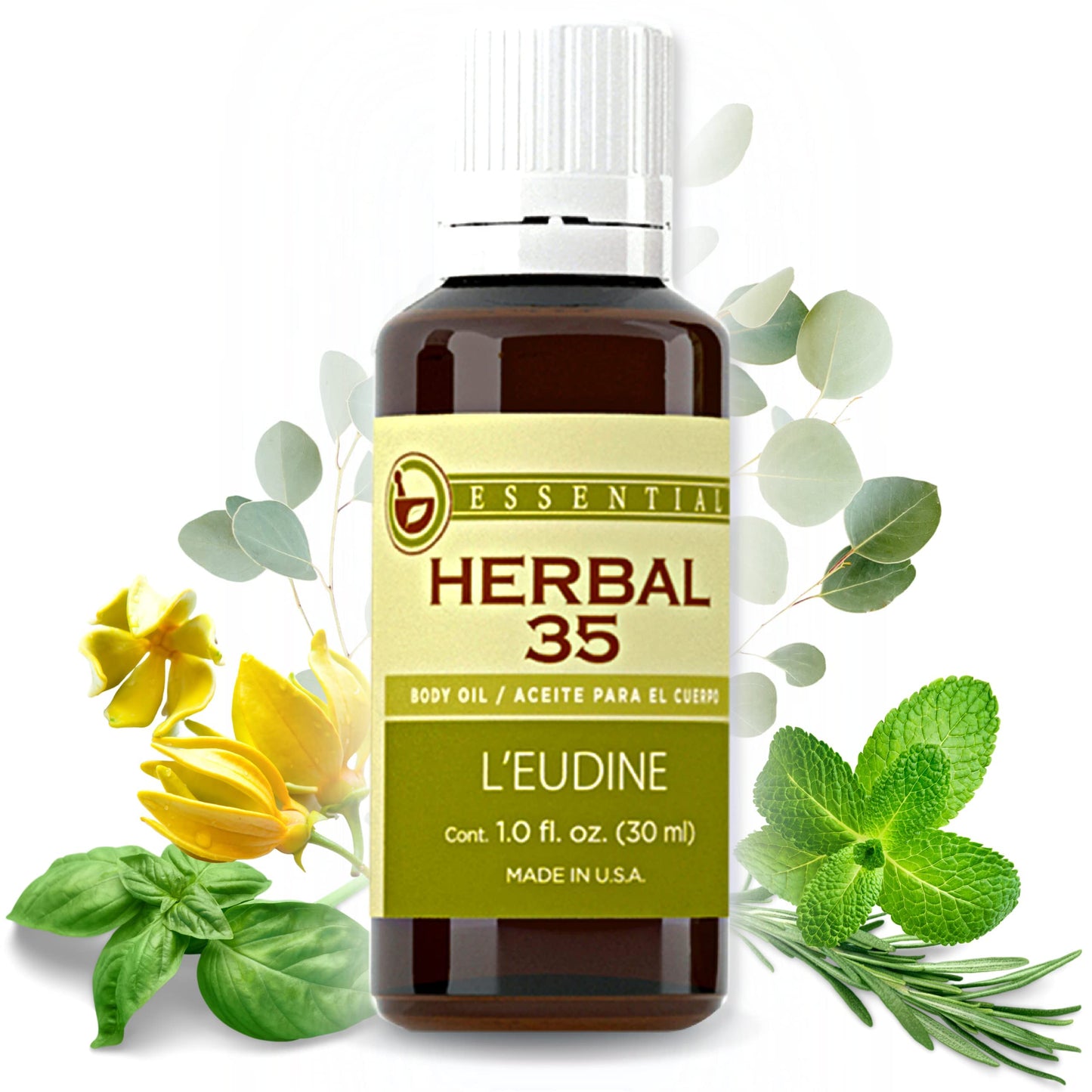 L’EUDINE Herbal 35 Essential Oil – Pack of 3, 1 fl oz – Eucalyptus & Mint