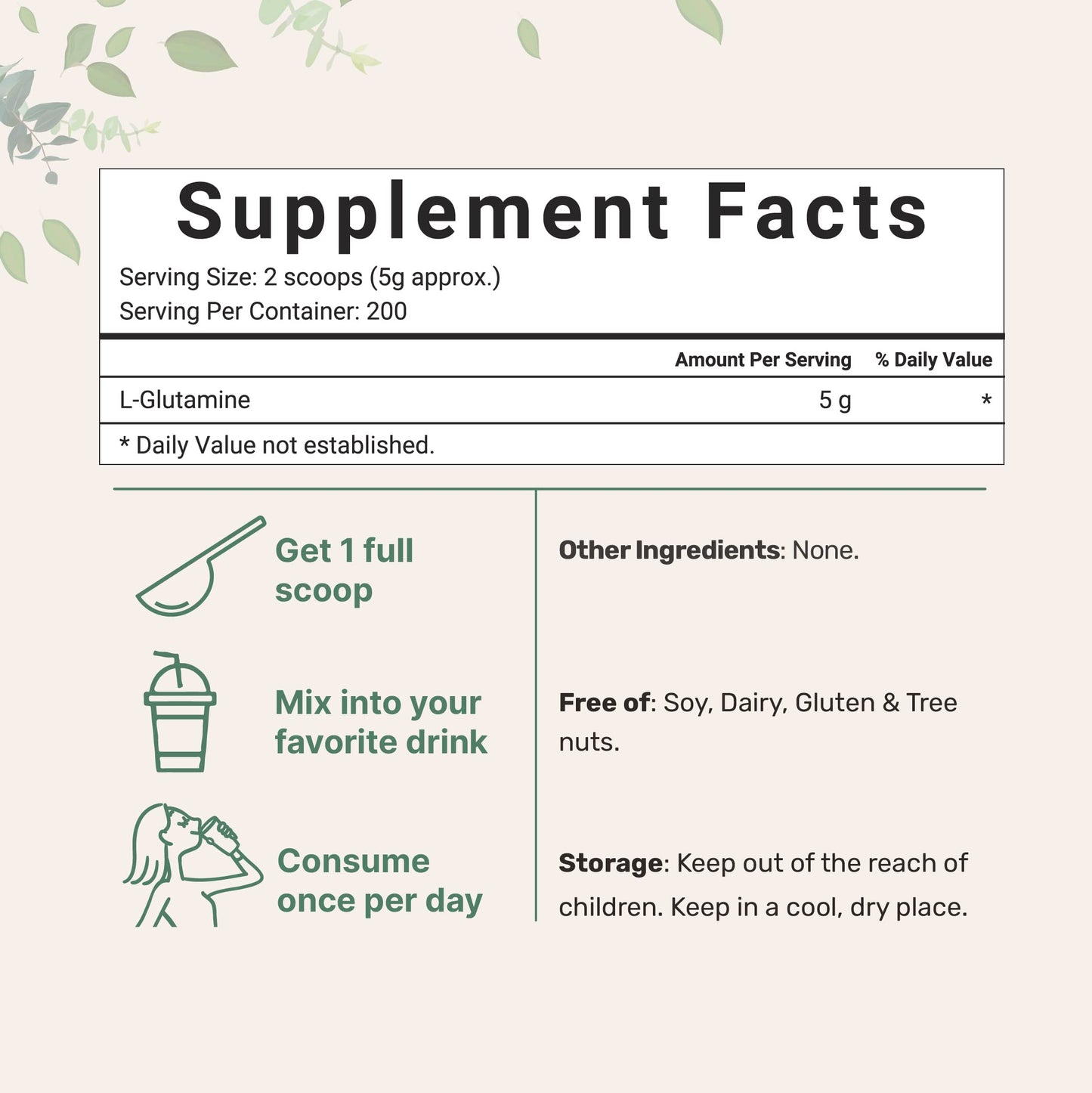 L Glutamine Powder Gut Health 1kg – Pure Free-Form, Unflavored, Vegan