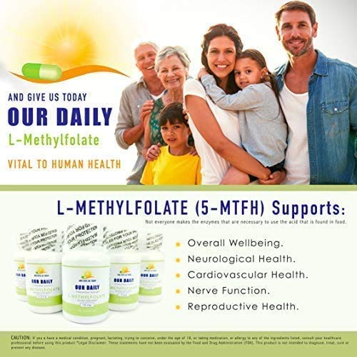 Daily L-Methylfolate 15mg – 2 Bottles (180 Capsules) | 5-MTHF, Non-GMO, Gluten Free