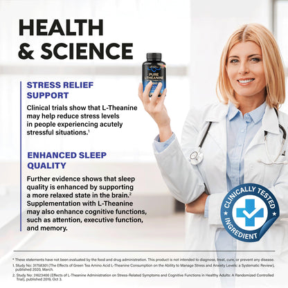 L Theanine 400 mg – Stress Relief, Relaxation & Sleep Support | Made in USA | 240 Vegan Capsules