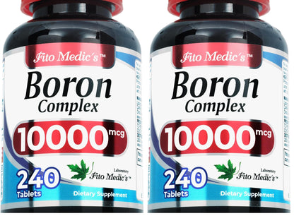 Lab | Boron |10 mg | 240 Servings | Boron Supplement for Men | Ultra high Absorption, Fito Medic´s. (Pack of 2)