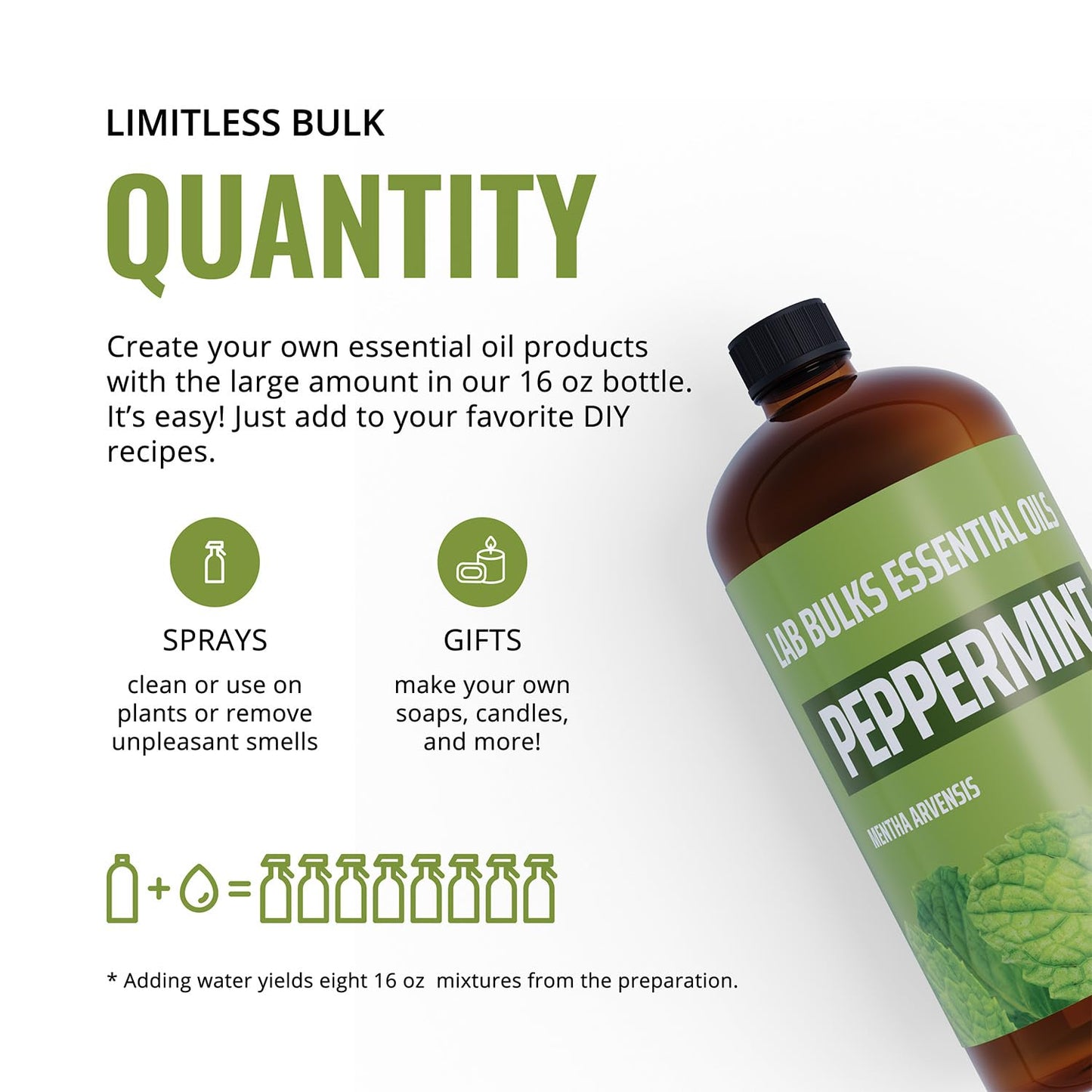 Lab Bulks Peppermint Essential Oil 16 oz – Diffusers, Cleaning, Candles