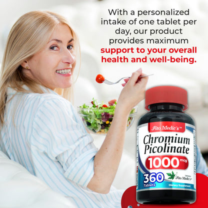 Lab | Chromium Picolinate 1000mcg - 360 Tab Pack (2 Bottles) | Ultra High Absorption | Chromium Supplements