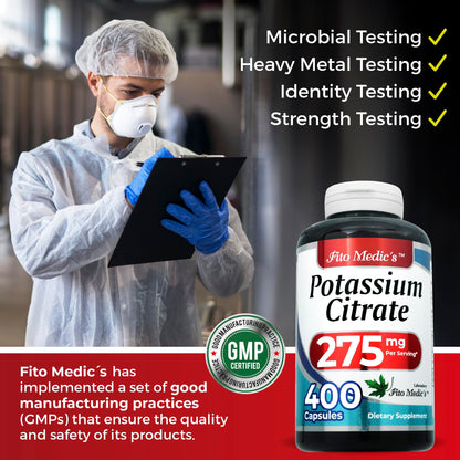 Lab Potassium Citrate | 400 Capsules (275 mg) | Ultra High Absorption | Pack of 2