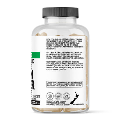Grass-Fed Bovine Brain & Liver | Cognitive, Mood & Energy Support | New Zealand Sourced, Pasture-Raised, Freeze-Dried, Non-GMO | 180ct