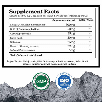 Better Alt Pure Himalayan Shilajit Gold 30g | 600mg Shilajit Blend | 16,000 ft Sourced | Ashwagandha, Safed Musli, Gokshura | Vegan & Lab Tested