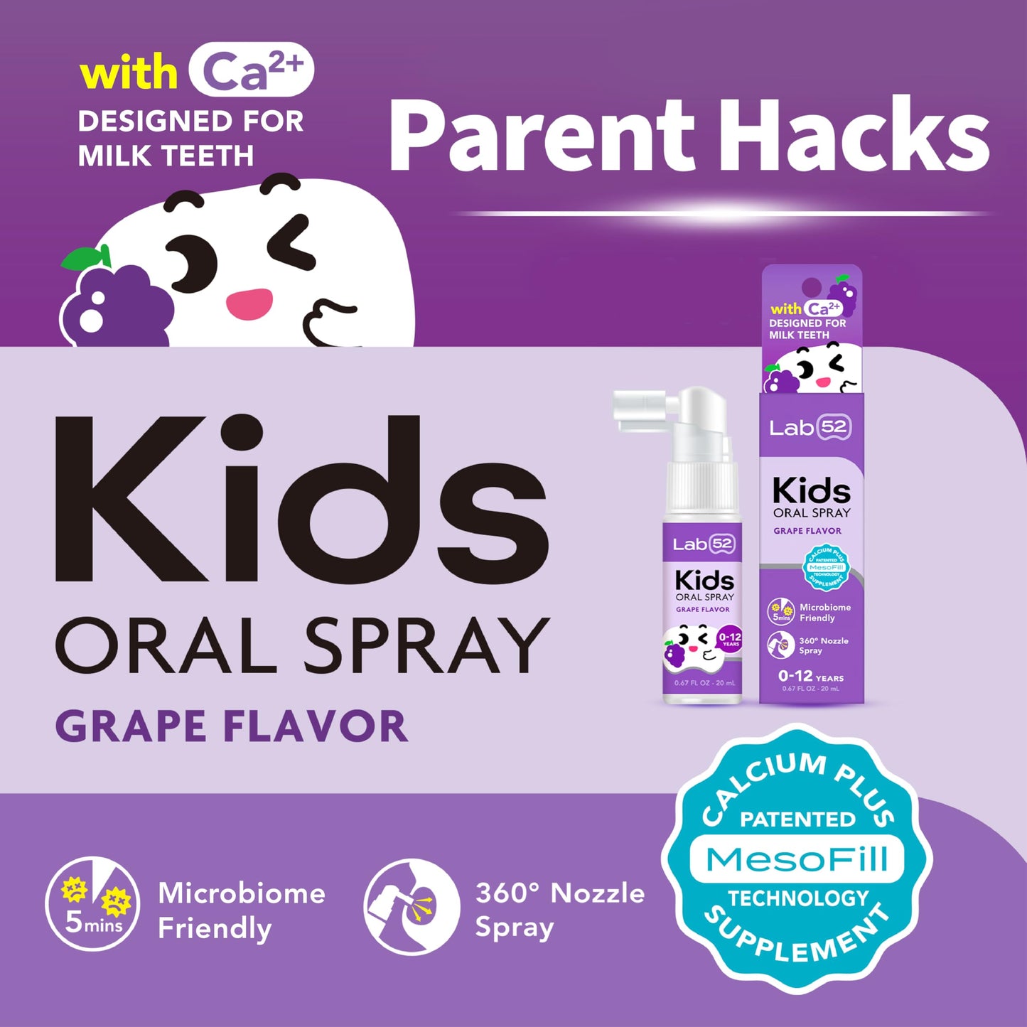 LAB52 Kids Oral Spray – Cavity Repair & Fresh Breath (Grape)